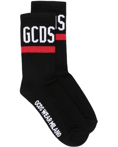 Gcds Intarsia-knit Logo Socks - Black
