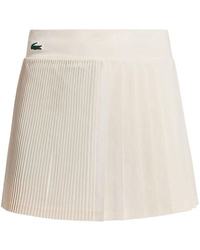 Lacoste Embroidered-logo Pleated Miniskirt - Natural