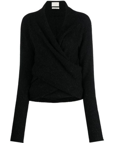 Lauren Manoogian V-neck Wrap-design Sweater - Black