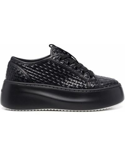 Vic Matié Woven-design Leather Sneakers - Black