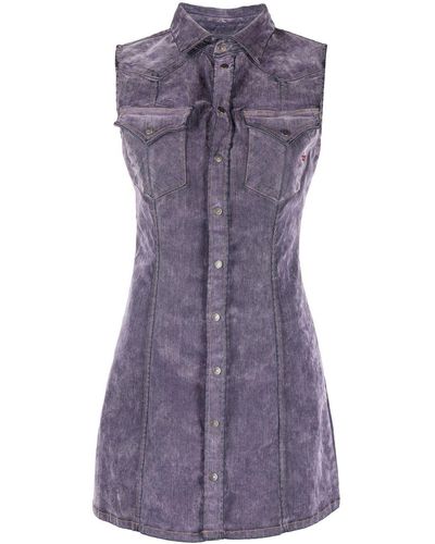 DIESEL De-glo-f Denim Mini Dress - Purple