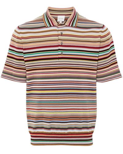 Paul Smith Rainbow Stripe-pattern Polo Shirt - Grey