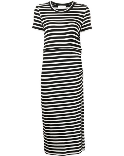 B+ AB Striped Midi Dress - Black
