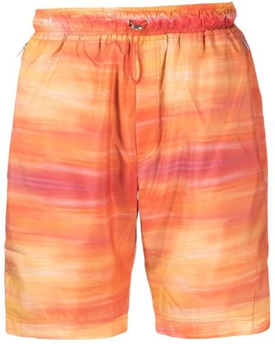 Ahluwalia Abstract-print Drawstring Swim Shorts - Orange