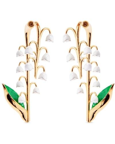 Oscar de la Renta Lily Of The Valley Enamel-detail Earrings - White