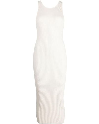 John Elliott Piper Round-neck Ribbed-knit Midi Dress - White