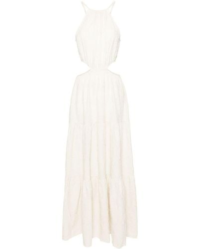 Mc2 Saint Barth Kabi Maxi-jurk Met Geborduurde Bloemen - Wit