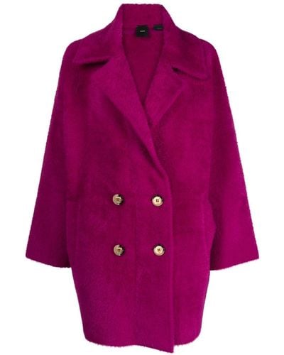 Pinko Doppelreihiger Mantel aus Faux Fur - Lila