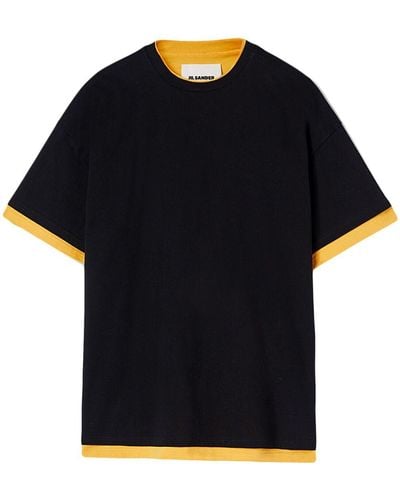 Jil Sander Camiseta de dos tonos con logo - Negro