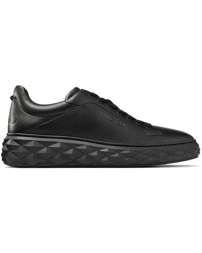 Jimmy Choo Diamond Maxi Leather Sneakers - Black