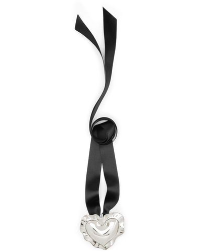Nina Ricci Heart-pendant Logo-engraved Necklace - White