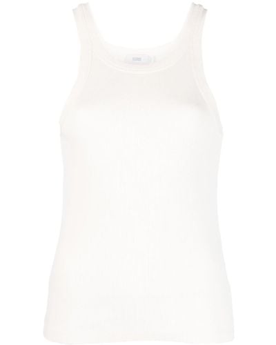 Closed Ribbed-knit Tank Top - White