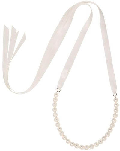 Jennifer Behr Pearl-embellished Ribbon Tie Necklace - White