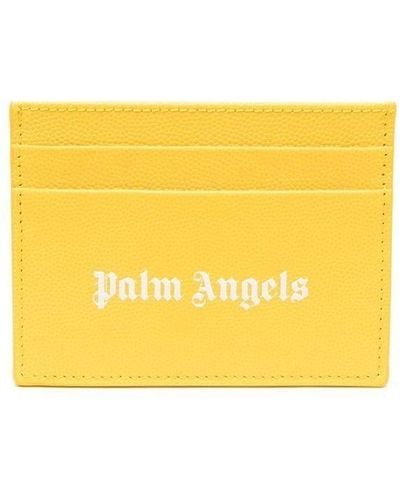 Palm Angels Porte-cartes à logo Goth imprimé - Jaune