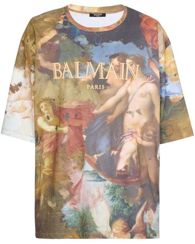 Balmain Pastel Renaissance Print Oversized T-shirt - Multicolour