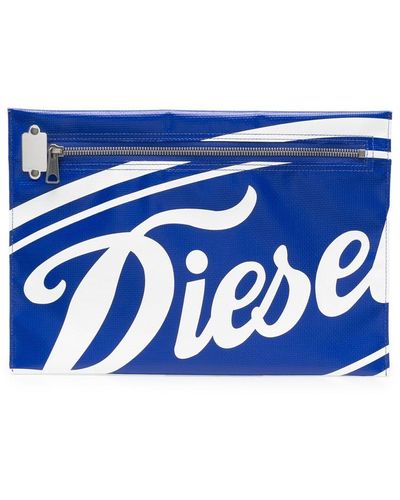 DIESEL Logo-print Wash Bag - Blue