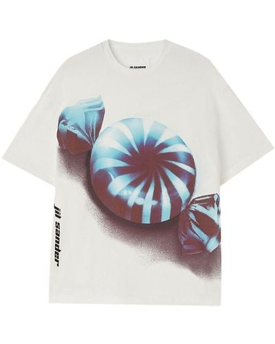 Jil Sander T-shirt en coton à imprimé graphique - Blanc