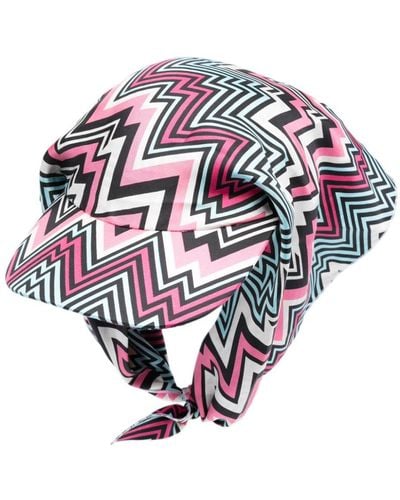 Missoni Sombrero de seda con motivo en zigzag - Blanco