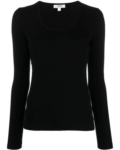 Agolde Scoop-neck Lyocell-blend Sweater - Black