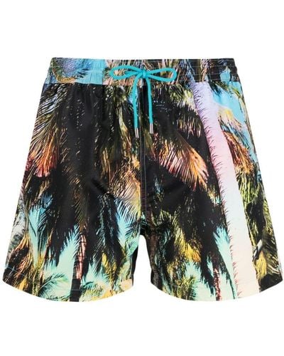 Paul Smith Palm Tree-print Drawstring Swim Shorts - Multicolor