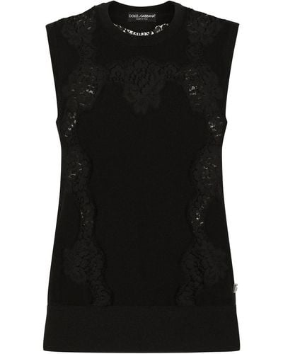 Dolce & Gabbana レースパネル セーター - ブラック