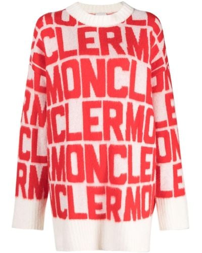 Moncler レッド&ホワイト ジャカード セーター