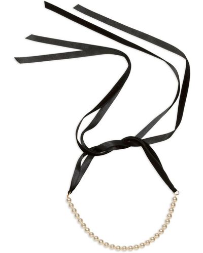 Jennifer Behr Pearl Ribbon-tie Necklace - Black