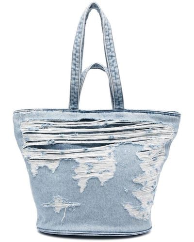 DIESEL Rip-detailed Tote Bag - Blue