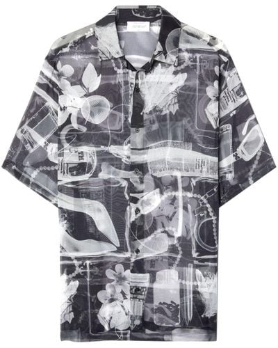 Off-White c/o Virgil Abloh X-ray Print Silk Shirt - Grey