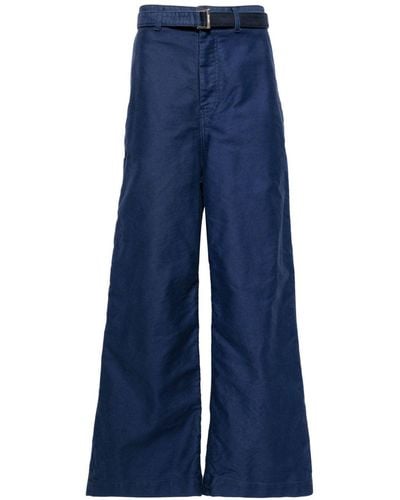 Sacai Belted Wide-leg Pants - Blue