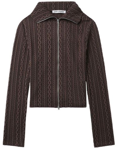 Our Legacy Patterned-jacquard Cardigan - Brown