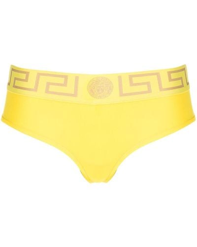 Versace Slip mit Greca-Bund - Gelb