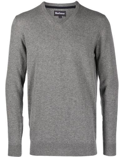 Barbour V-neck Wool Sweater - Gray