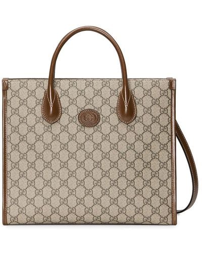 Linen handbag Gucci Brown in Linen - 31689102