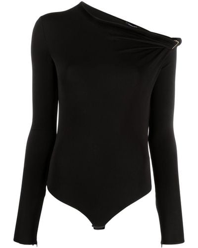 Versace Off-shoulder Long-sleeve Bodysuit - Black