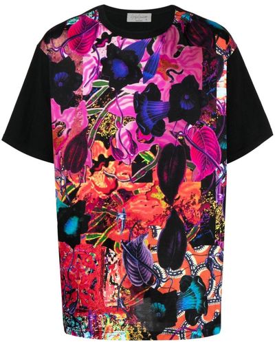 Yohji Yamamoto Patchwork-design Cotton T-shirt - Pink