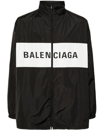 Balenciaga Logo-print Zip-up Windbreaker - Black