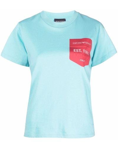 Emporio Armani T-Shirt mit Logo-Print - Blau