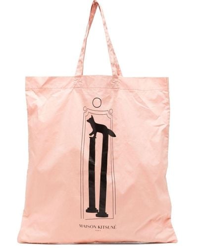 Maison Kitsuné Großer Shopper mit Logo-Print - Pink