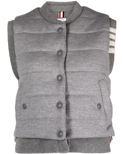 Thom Browne 4-bar Stripe Reversible Vest - Gray