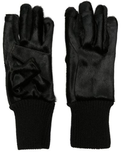 Rick Owens Short Ribcuff Cashmere Gloves - Black