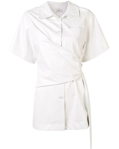 Goen.J Knot-detail Short Sleeve Shirt - White