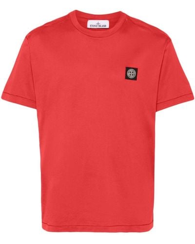Stone Island T-Shirt aus Baumwolljersey - Rot