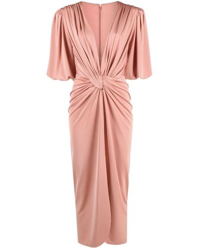 Costarellos Twisted Short-sleeve Midi Dress - Pink