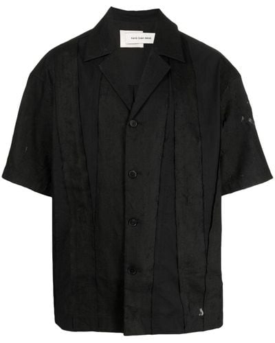 Feng Chen Wang Deconstructed Cotton-linen Shirt - Black