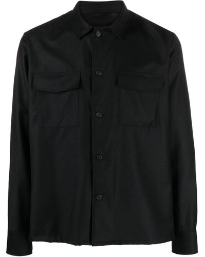 Low Brand Long-sleeve Virgin Wool Shirt - Black