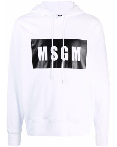 MSGM ハイコントラスト ロゴ パーカー - ホワイト