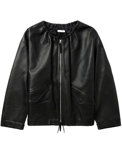 Helmut Lang Drawstring-neck Leather Jacket - Black