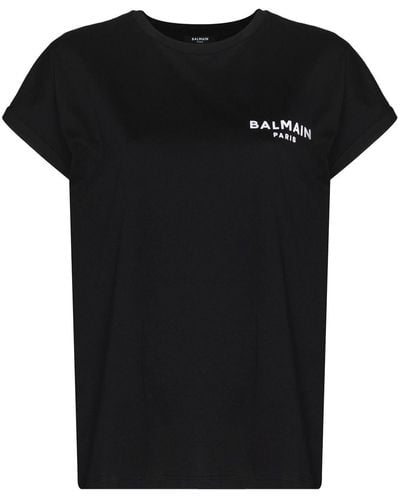 Balmain フロックロゴ Tシャツ - ブラック