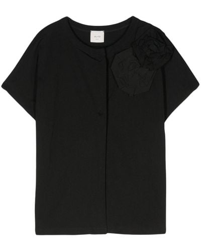 Alysi Floral-appliqué Cotton T-shirt - Black